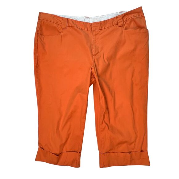 Venezia by Lane Bryant Capris 24 Orange Cuffed Hem Belt Looped Cropped Pants - Picture 1 of 10